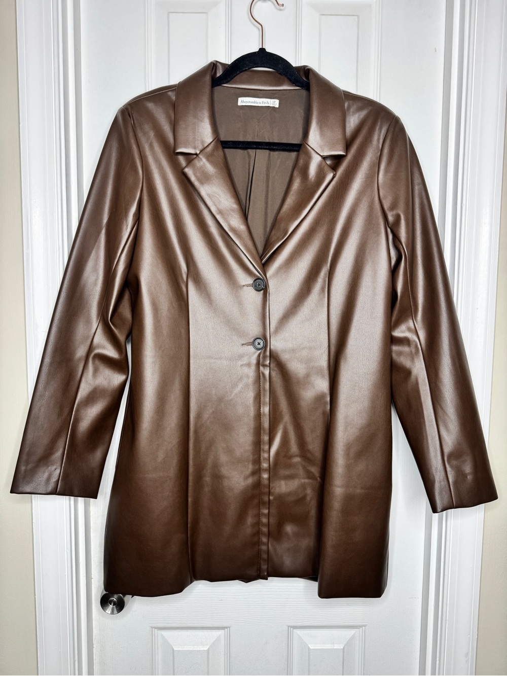 Abercrombie & Fitch Chocolate Brown Faux Leather Mini Dress Size Large Petite